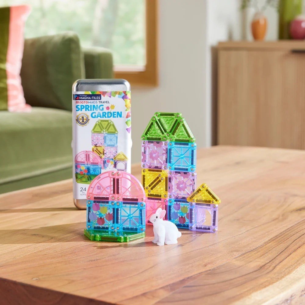 MAGNA-TILES Spring Garden – Bahar Bahçesi (24 Parça) Manyetik Seyahat Seti