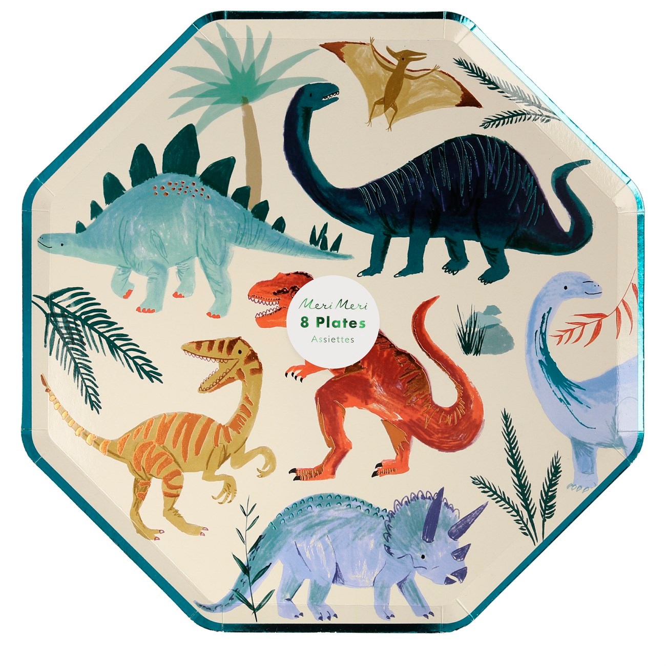 Meri Meri - Dinosaur Plates - Dinozor Tabak - 8li