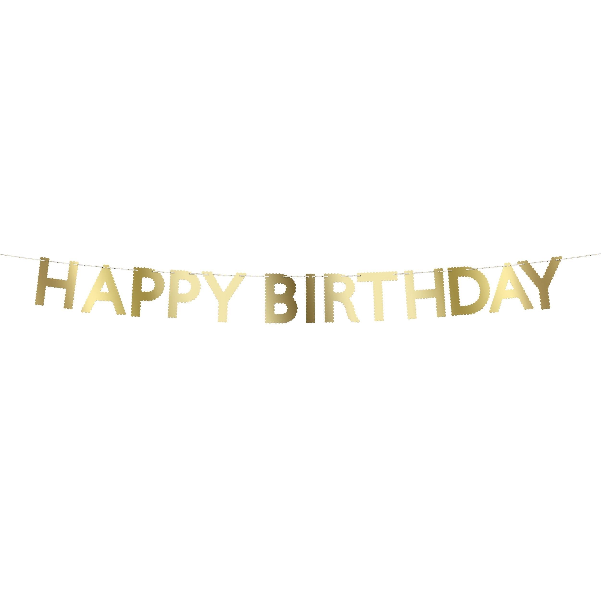 Meri Meri - Altın Varaklı Happy Birthday Asılan Süs