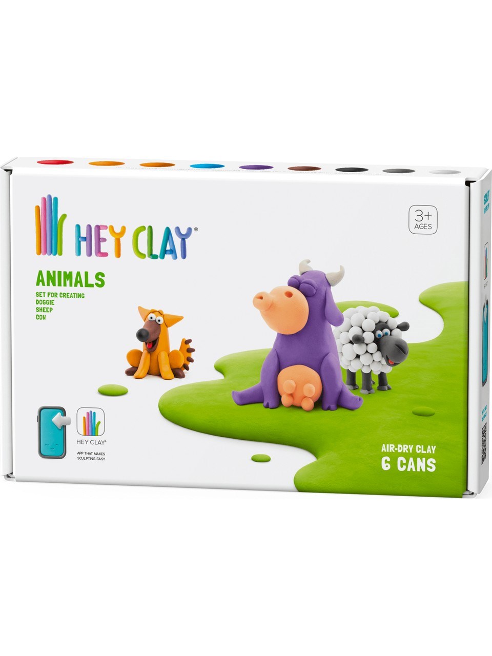 Hey Clay Hava ile Kuruyan Kil (6lı Kutu) - Hayvanlar (İnek, Köpek, Koyun)