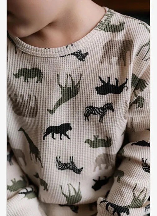 Antebies Safari Macerası Uzun Kollu Erkek Çocuk Pijama Takımı