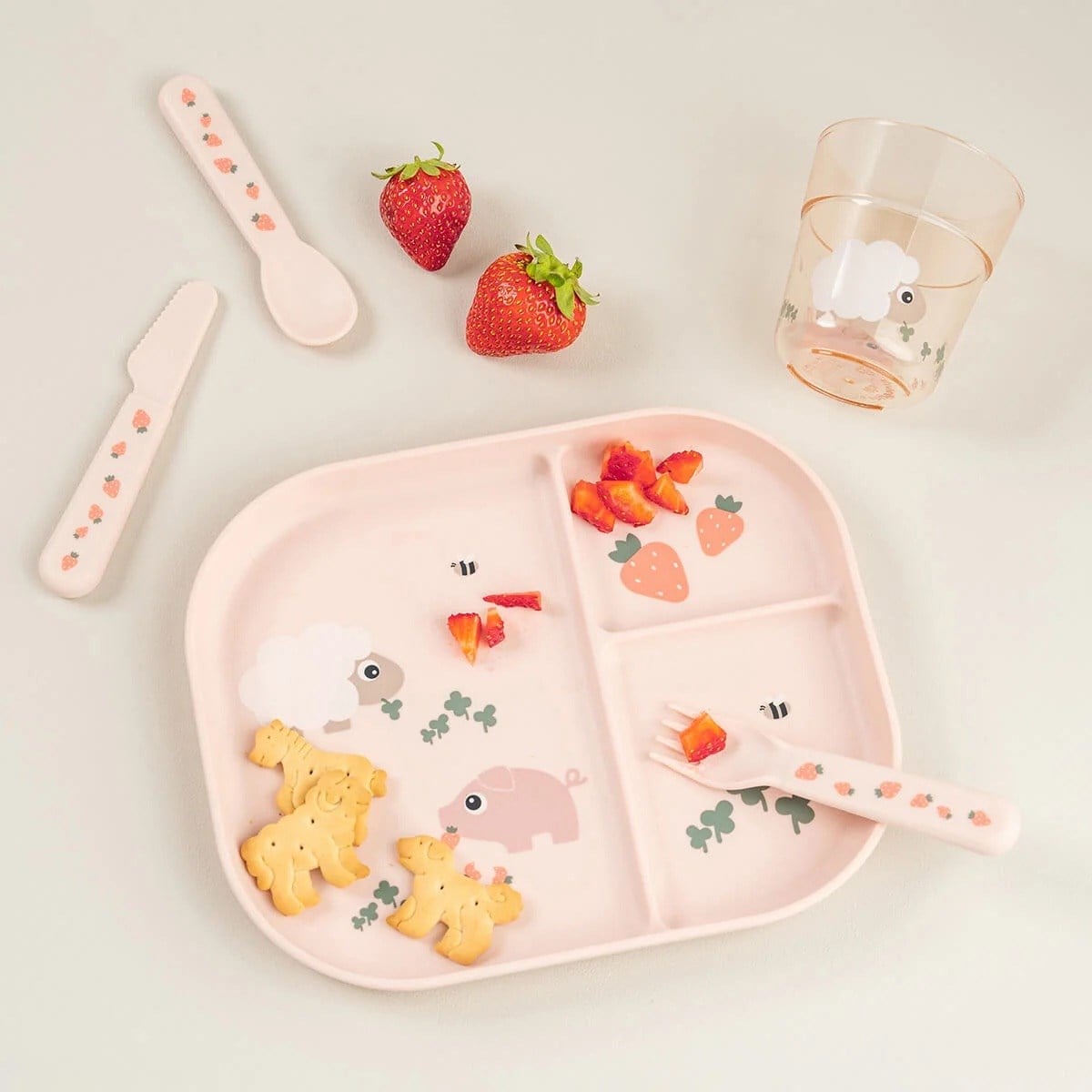 Done by Deer Foodie compartment plate Tiny Farm Powder
