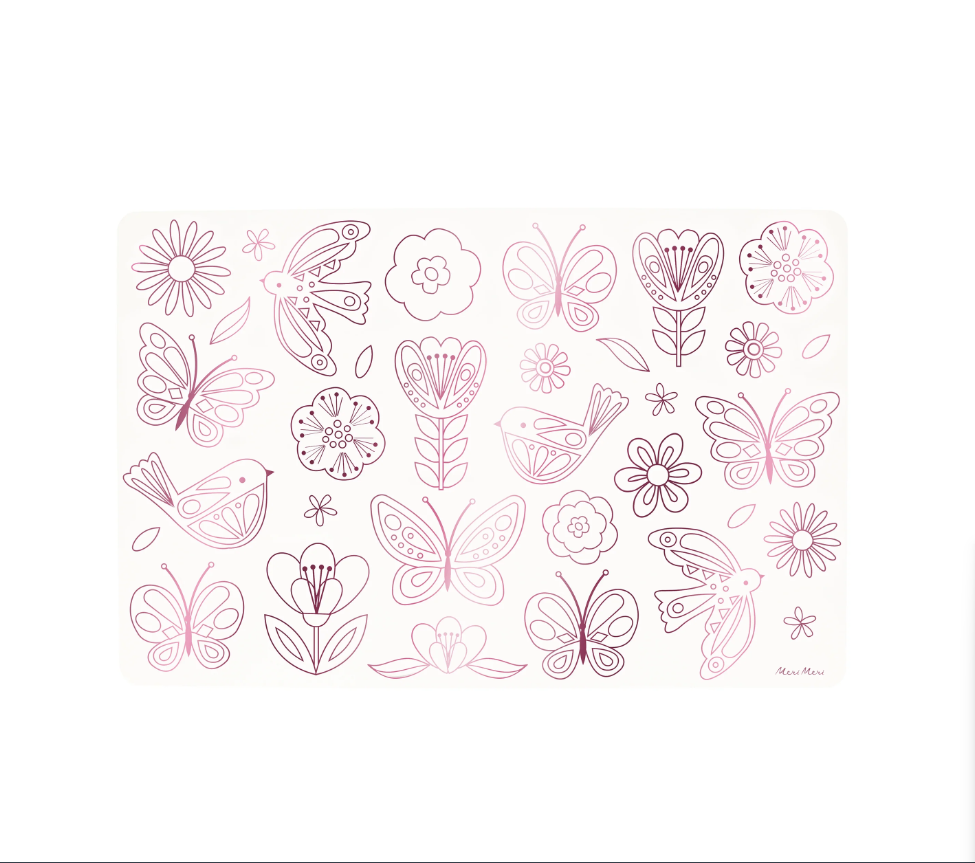 Meri Meri - Butterflies & Flowers Colouring Placemats - Kelebekler & Çiçekler Boyama Amerikan Servisleri (x8)