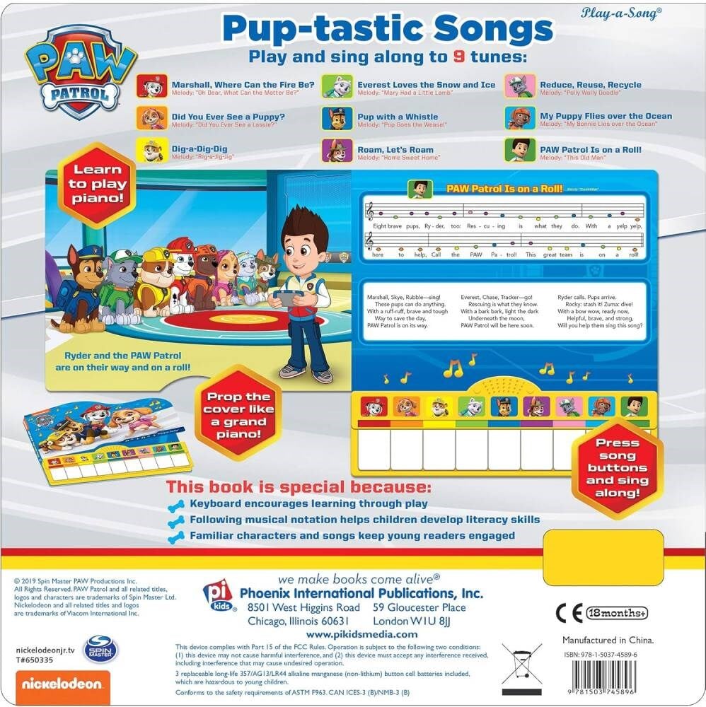 Pi Kids  PAW Patrol: Puptastic Songs Sesli İngilizce Kitap
