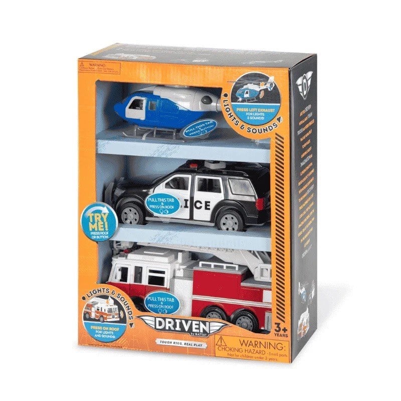 Driven 3lü Set - Helikopter, Polis Arabası, İtfaiye Arabası
