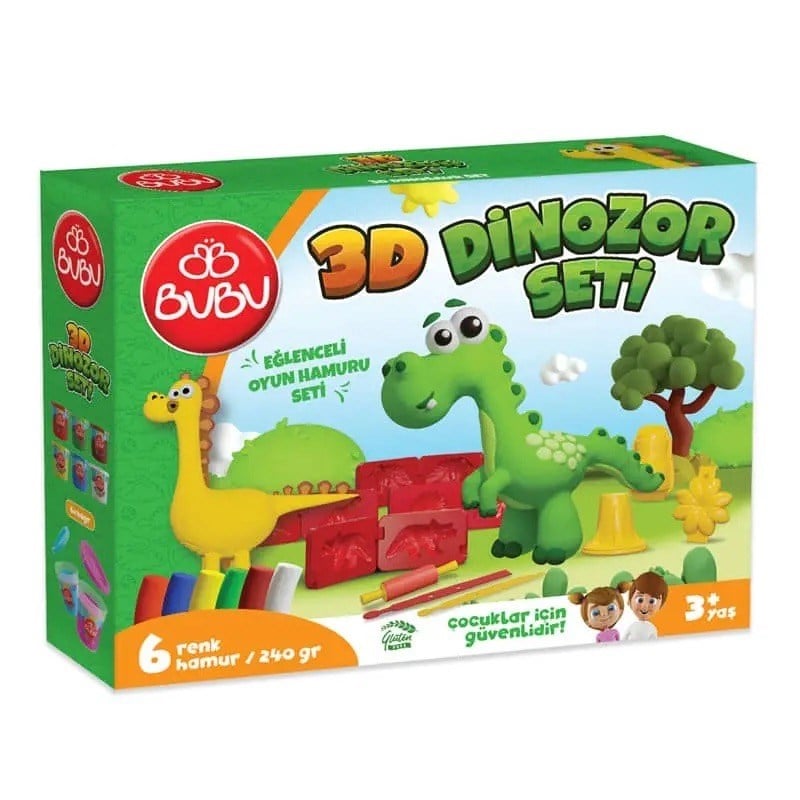 Bubu Oyun Hamuru Seti 3D Dinozor Seti