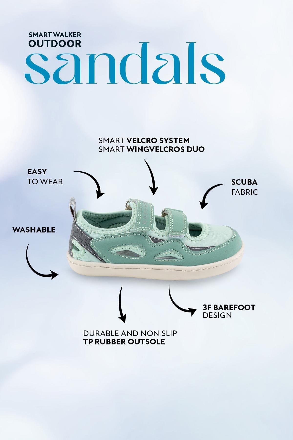 HOPFRÖG Smart Walker Outdoor Sandals Yeşil Duo