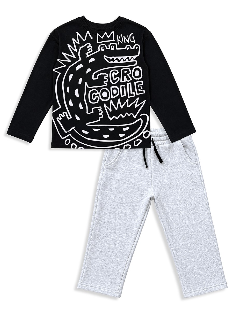 Denokids King Croco  Erkek Çocuk Timsah Baskılı T-shirt Pantolon Takımı