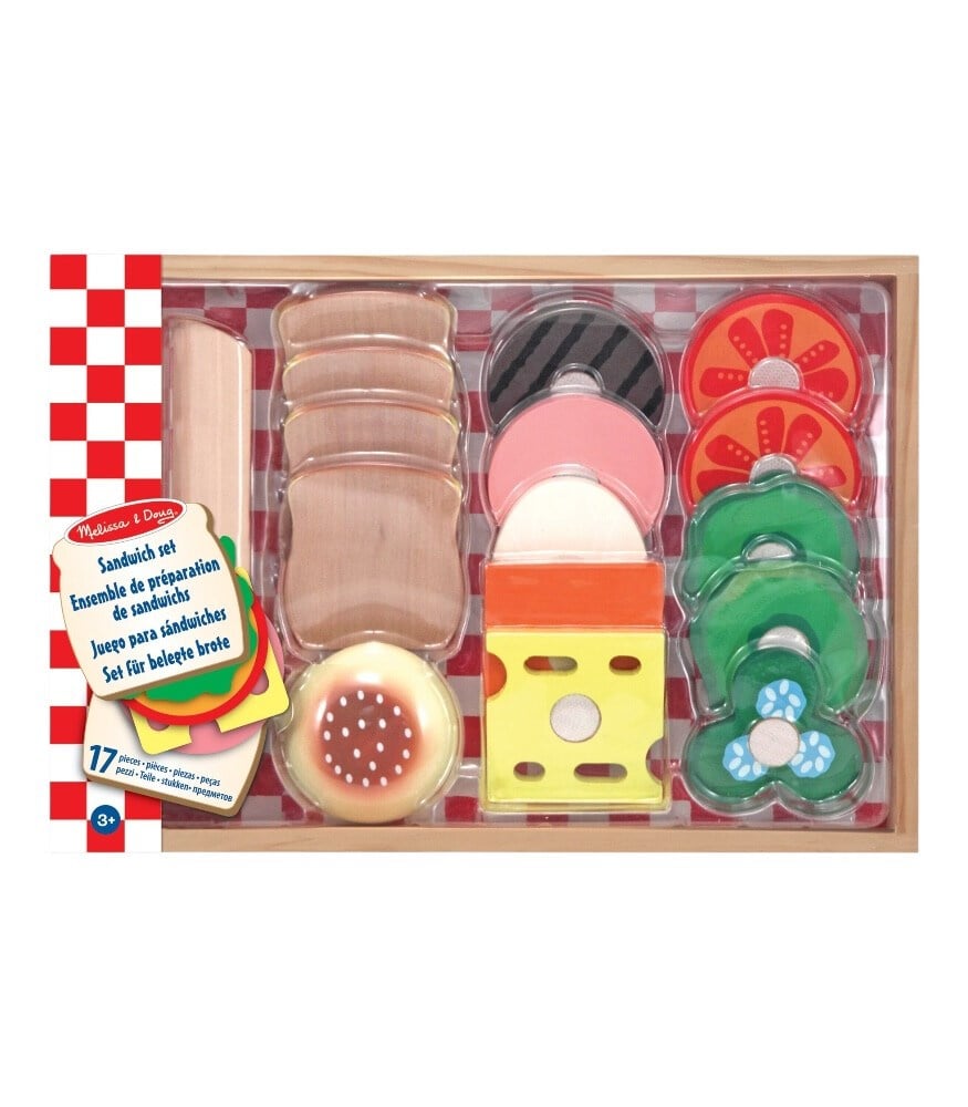 Melissa &  Doug Ahşap Gıdalarımız Sandviç Set (17 Parça)