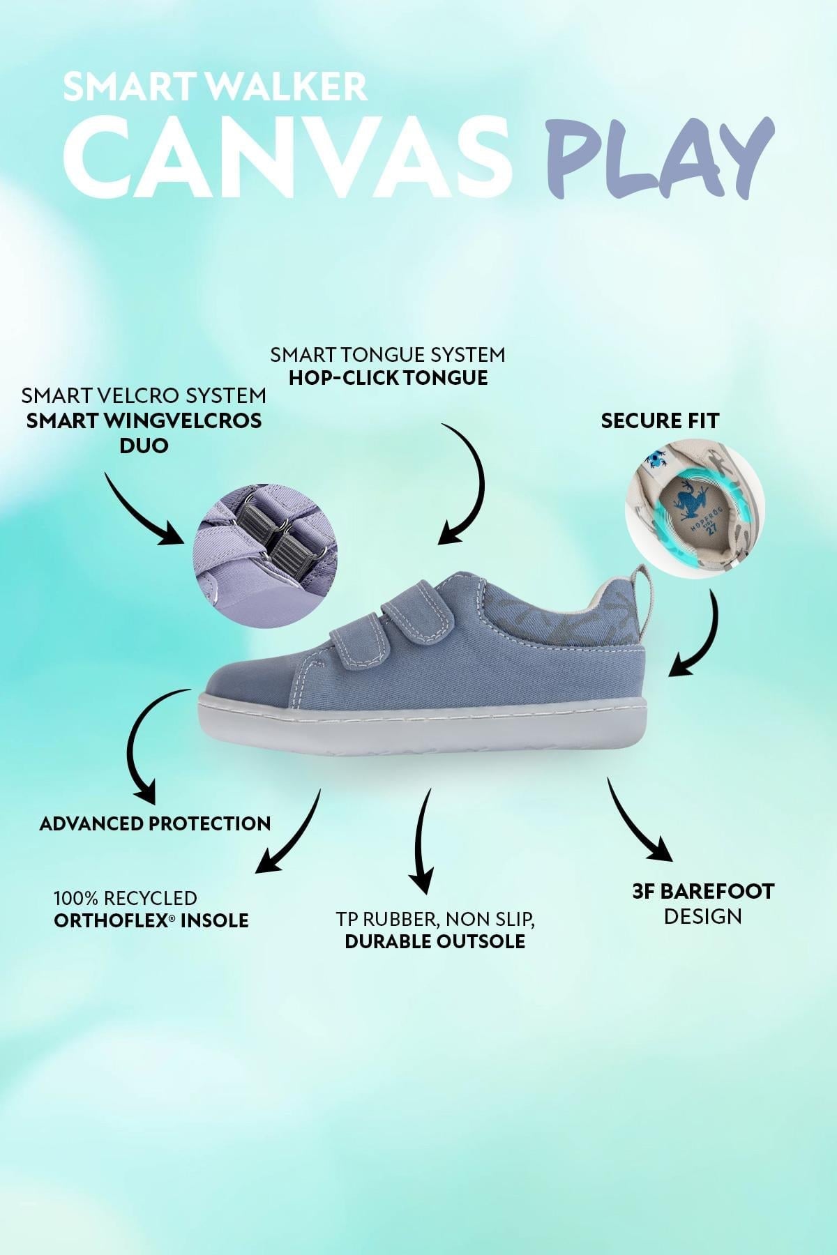 HOPFRÖG Smart Walker Canvas Play Toz Mavi Çocuk Ayakkabı Ayakkabısı