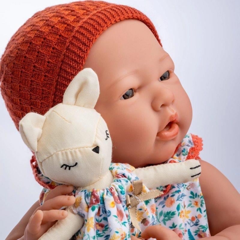 Berenguer 38 cm Gerçekçi Oyuncak Kız Bebek – Kiremit Hırka ve Kedili 18066