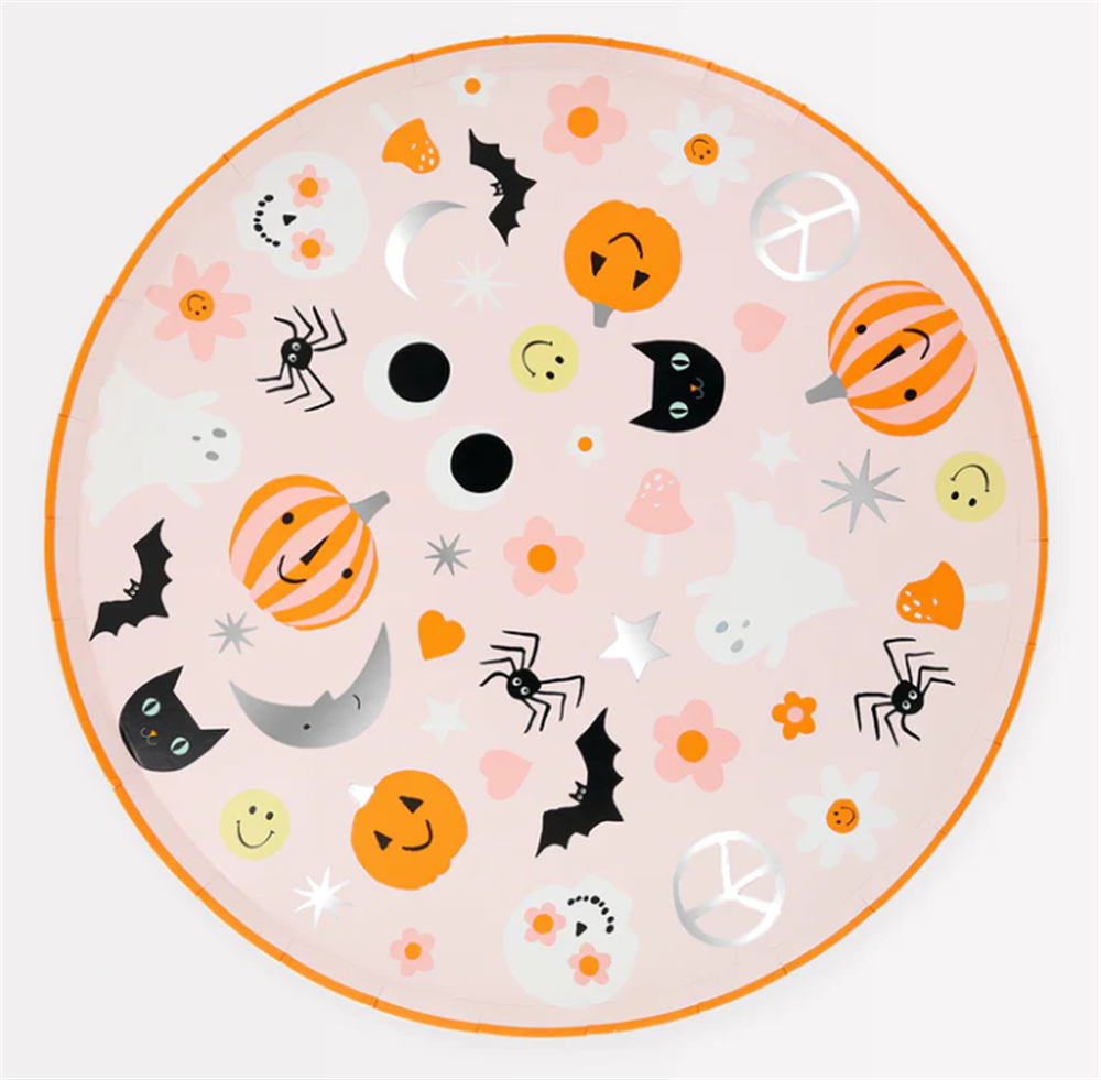 Meri Meri - Groovy Halloween Icon Dinner Plates - Cadılar Bayramı Karakterli Tabaklar (L) (8li)