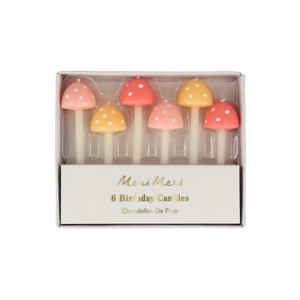 Meri Meri - Mushroom Birthday Candles - Mantar Doğum Günü Mumları - 6lı