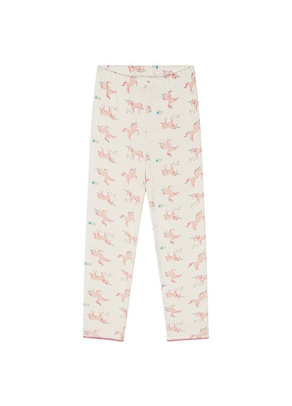 Antebies Unicorn Masalı Pembe Desenli Uzun Kollu Taytlı Kız Çocuk Pijama Takımı