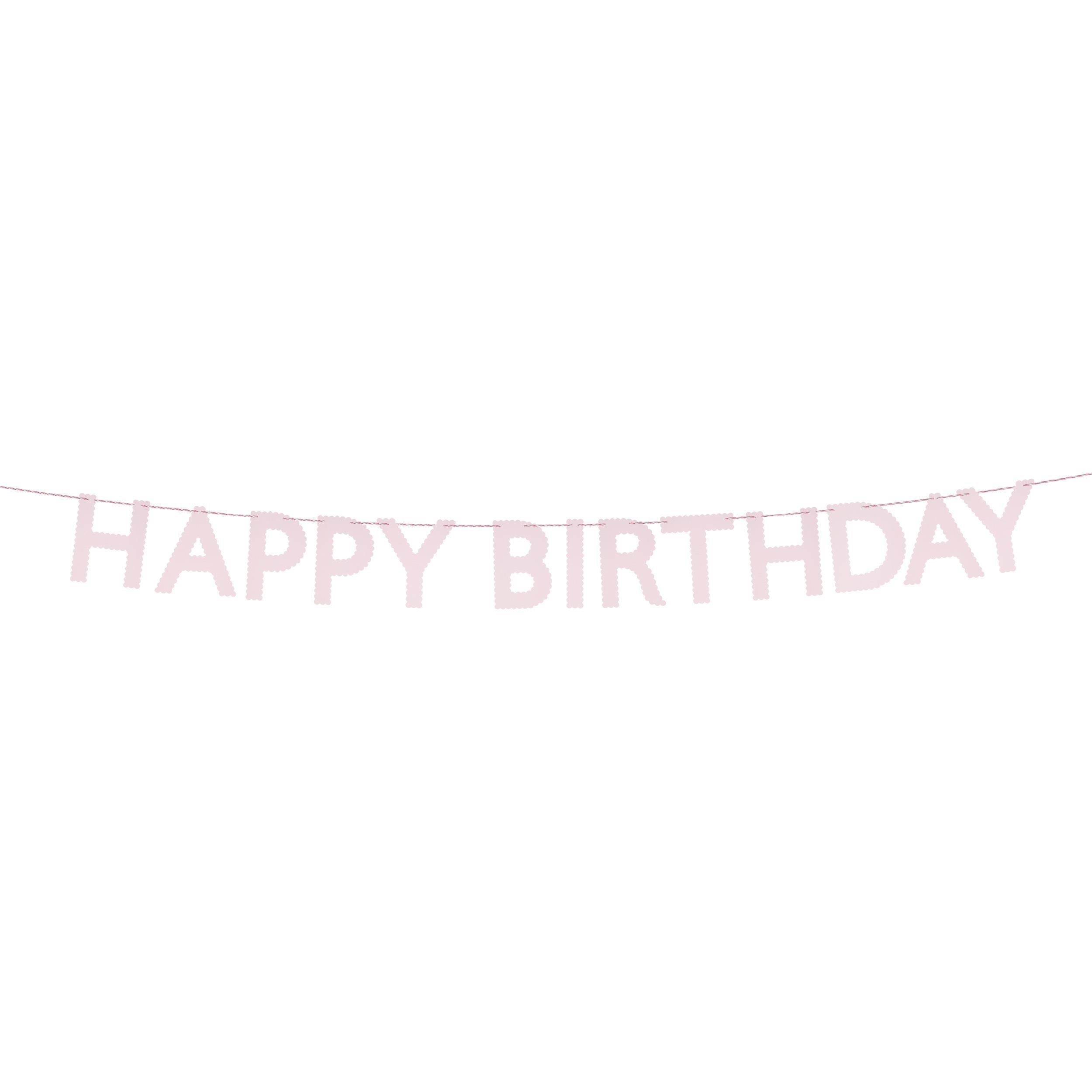 Meri Meri Pembe Happy Birthday Asılan Süs