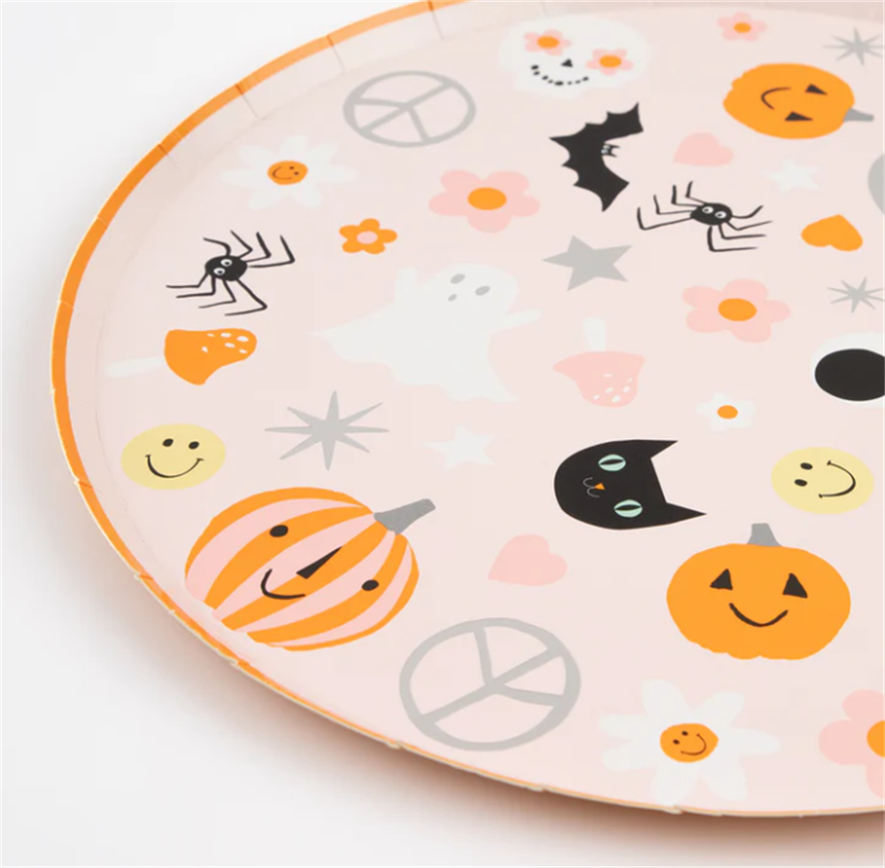 Meri Meri - Groovy Halloween Icon Dinner Plates - Cadılar Bayramı Karakterli Tabaklar (L) (8li)