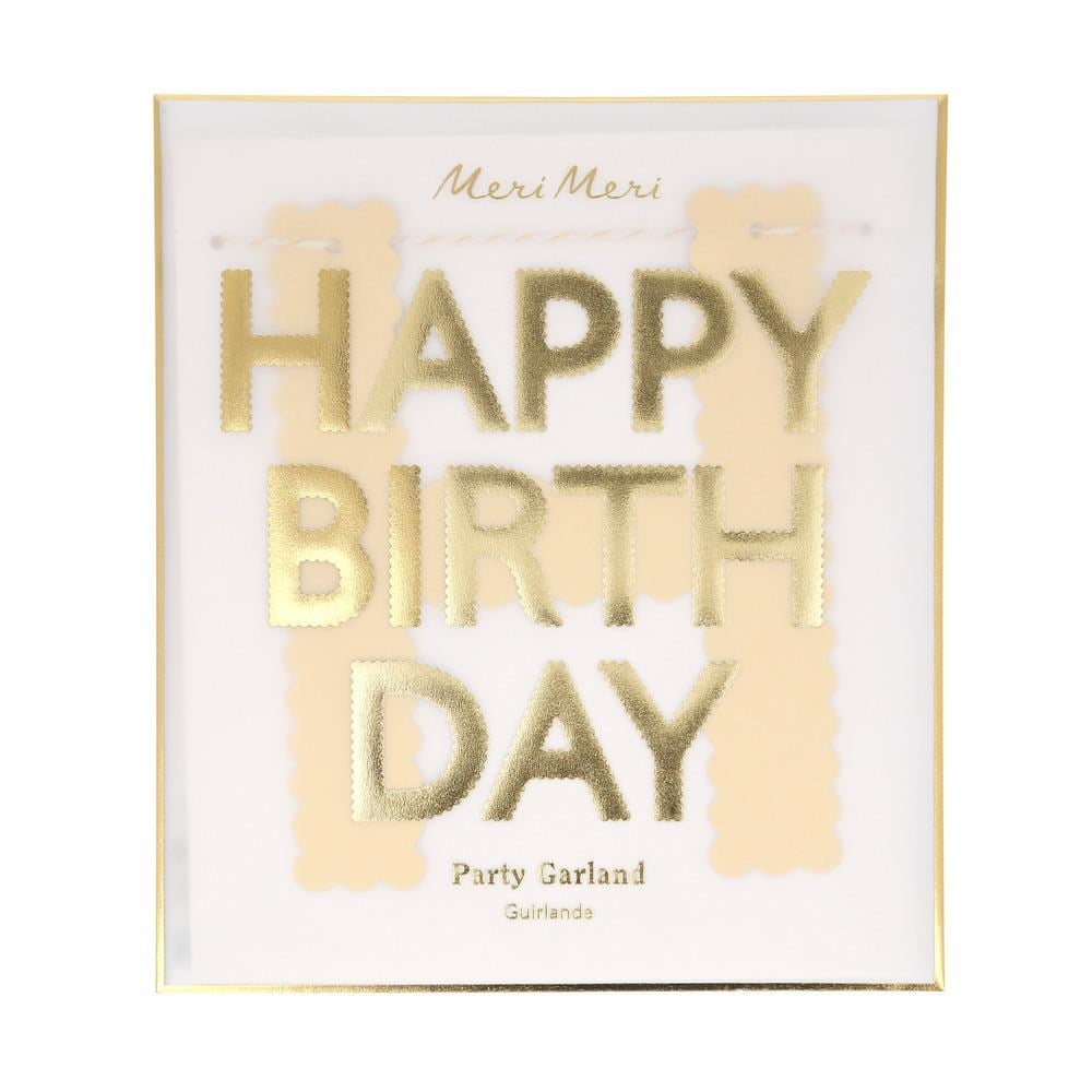 Meri Meri - Altın Varaklı Happy Birthday Asılan Süs