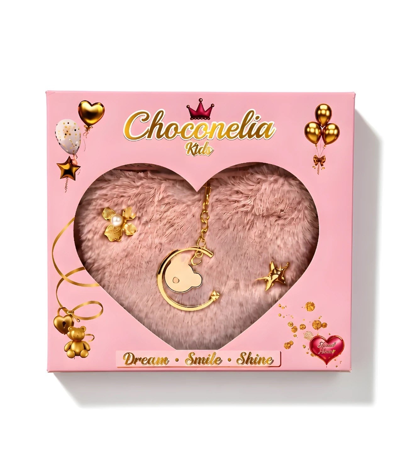 Chocogirl Shiny Heart Peluş Pudra Renk Kız Çocuk Çantası CNT-2005