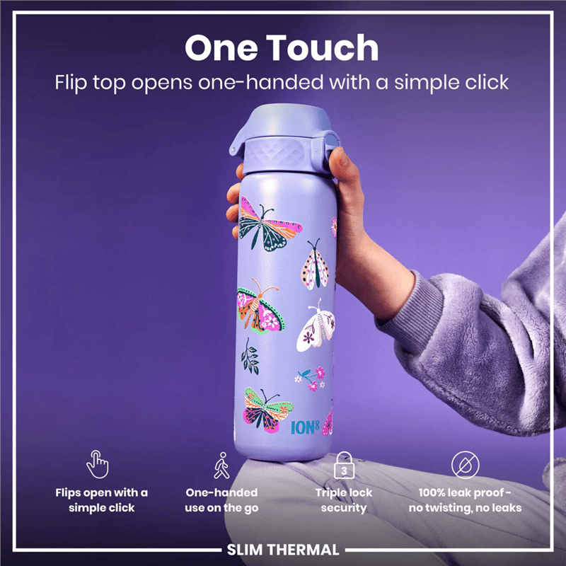 ION8  İnce Su Termosu  Kelebekler 500 Ml Sızdırmaz