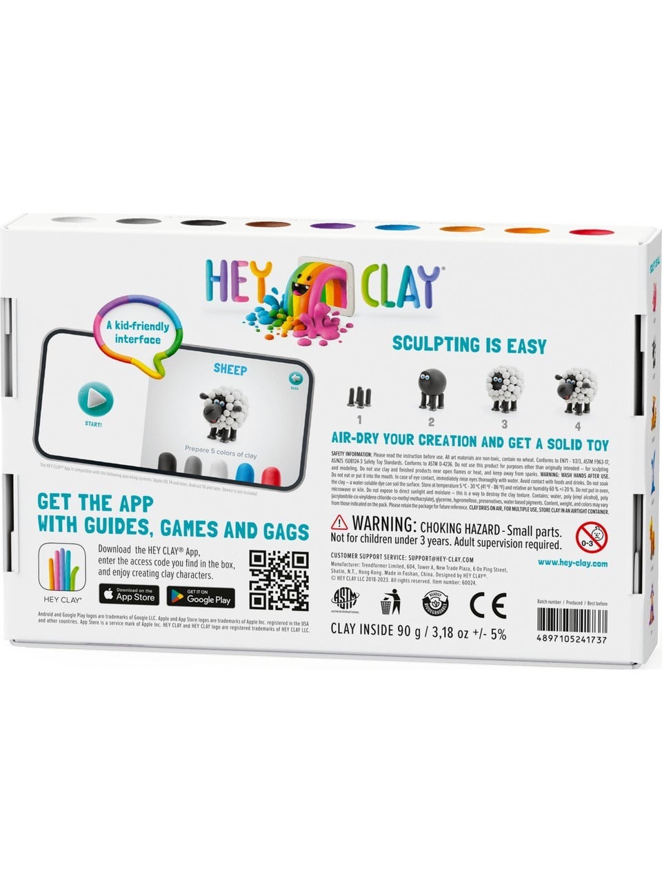 Hey Clay Hava ile Kuruyan Kil (6lı Kutu) - Hayvanlar (İnek, Köpek, Koyun)