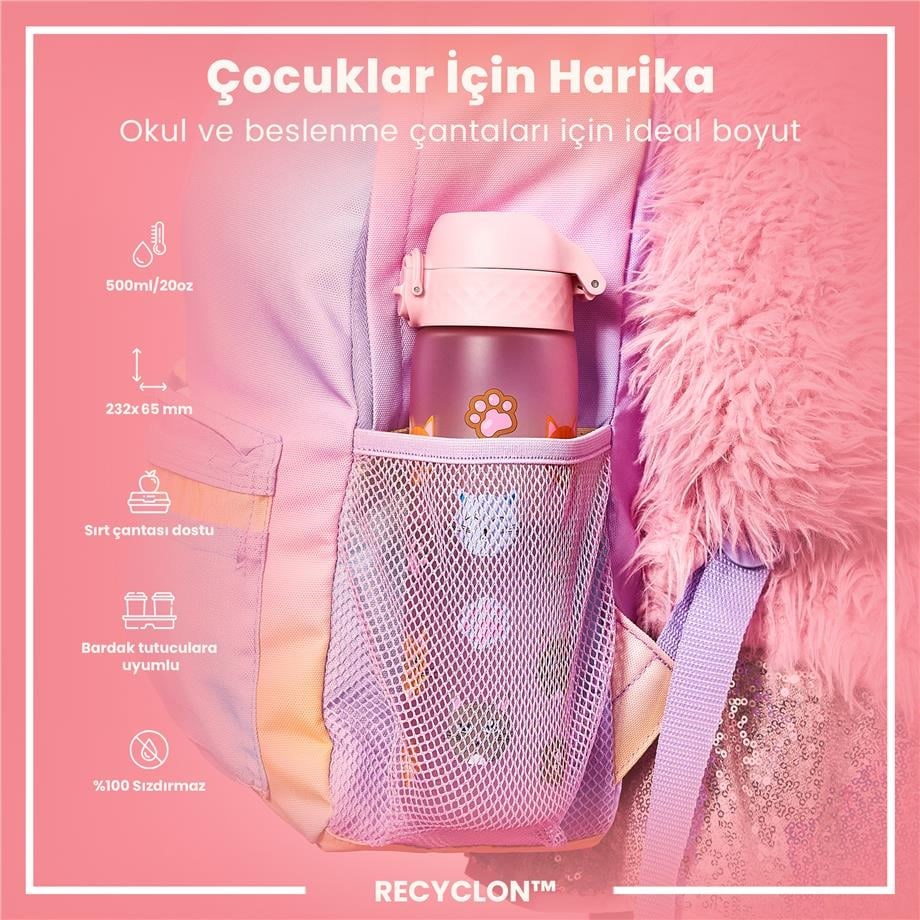 ION8 İnce Suluk - Kediler - 500 ml  Sızdırmaz