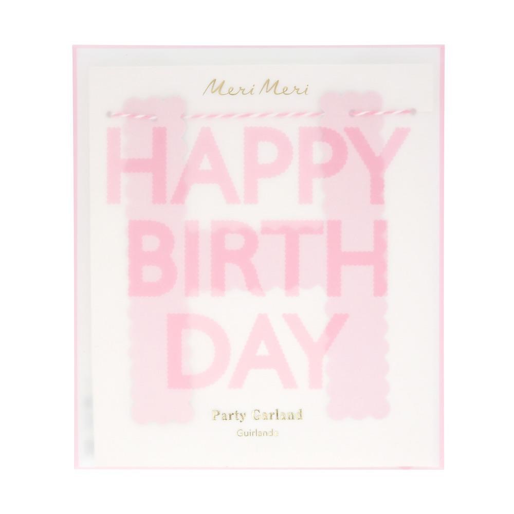 Meri Meri Pembe Happy Birthday Asılan Süs