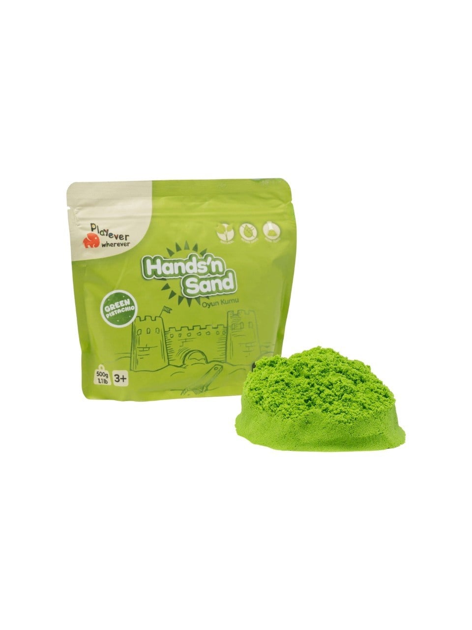 Playever Handsn Sand Doğal Kinetik Kum 500gr - Yeşil