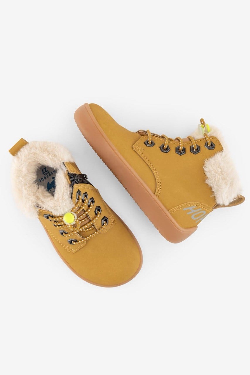 HOPFRÖG Furry Boots Sarı Nubuk Barefoot Çocuk Botu
