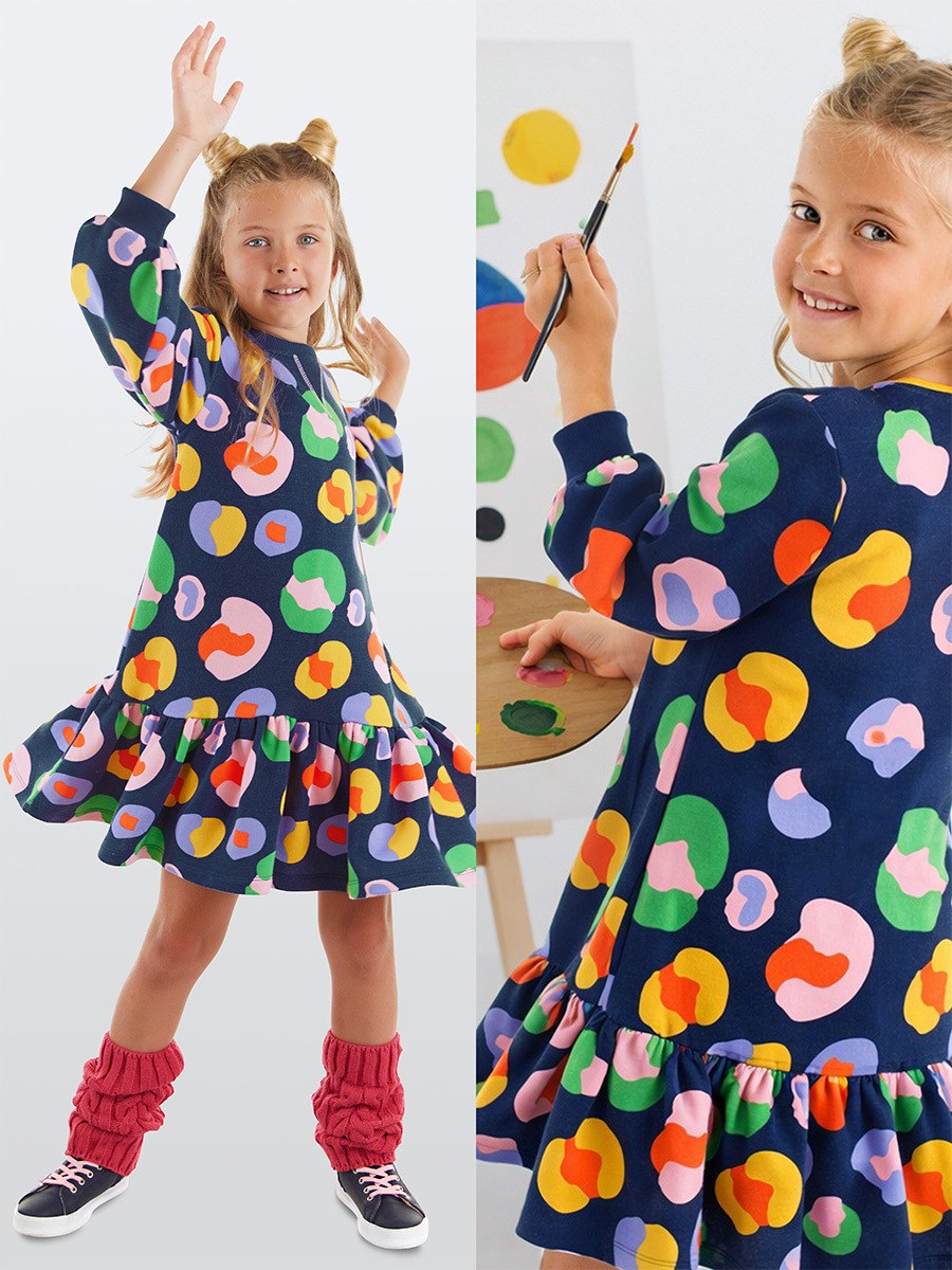 Denokids Çok Renkli Çiçekli Kız Çocuk Elbise