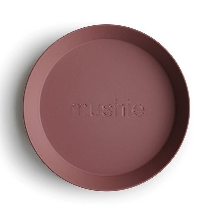 Mushie Round Plate Dinnerware 2li Set Woodchuck