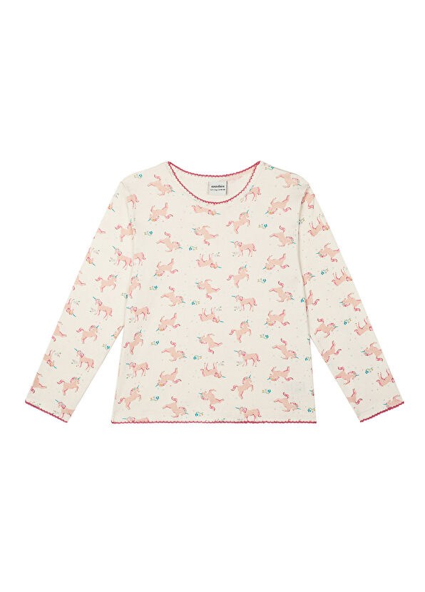 Antebies Unicorn Masalı Pembe Desenli Uzun Kollu Taytlı Kız Çocuk Pijama Takımı