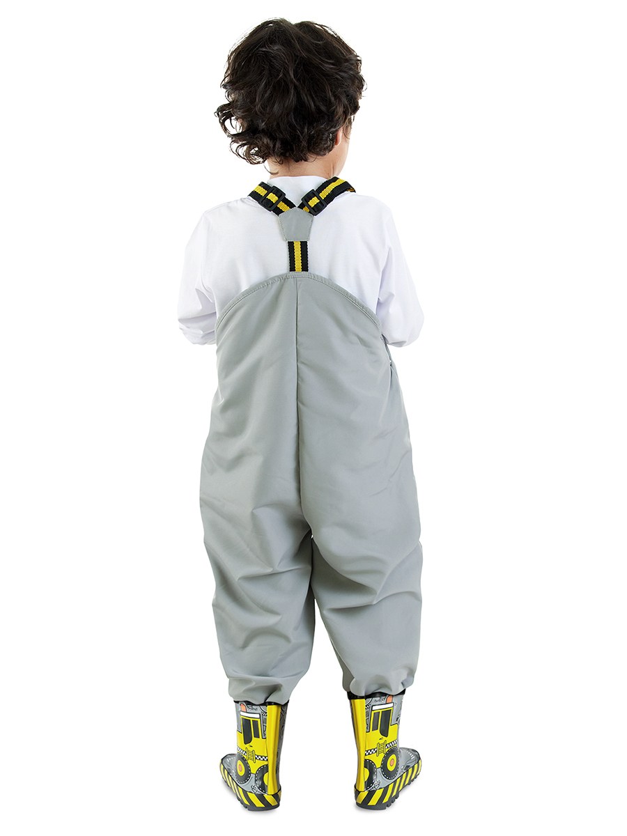 Denokids İnşaat Araçları Desenli Su İtici Ayarlanabilir Askılı Erkek Çocuk Yağmur Tulumu