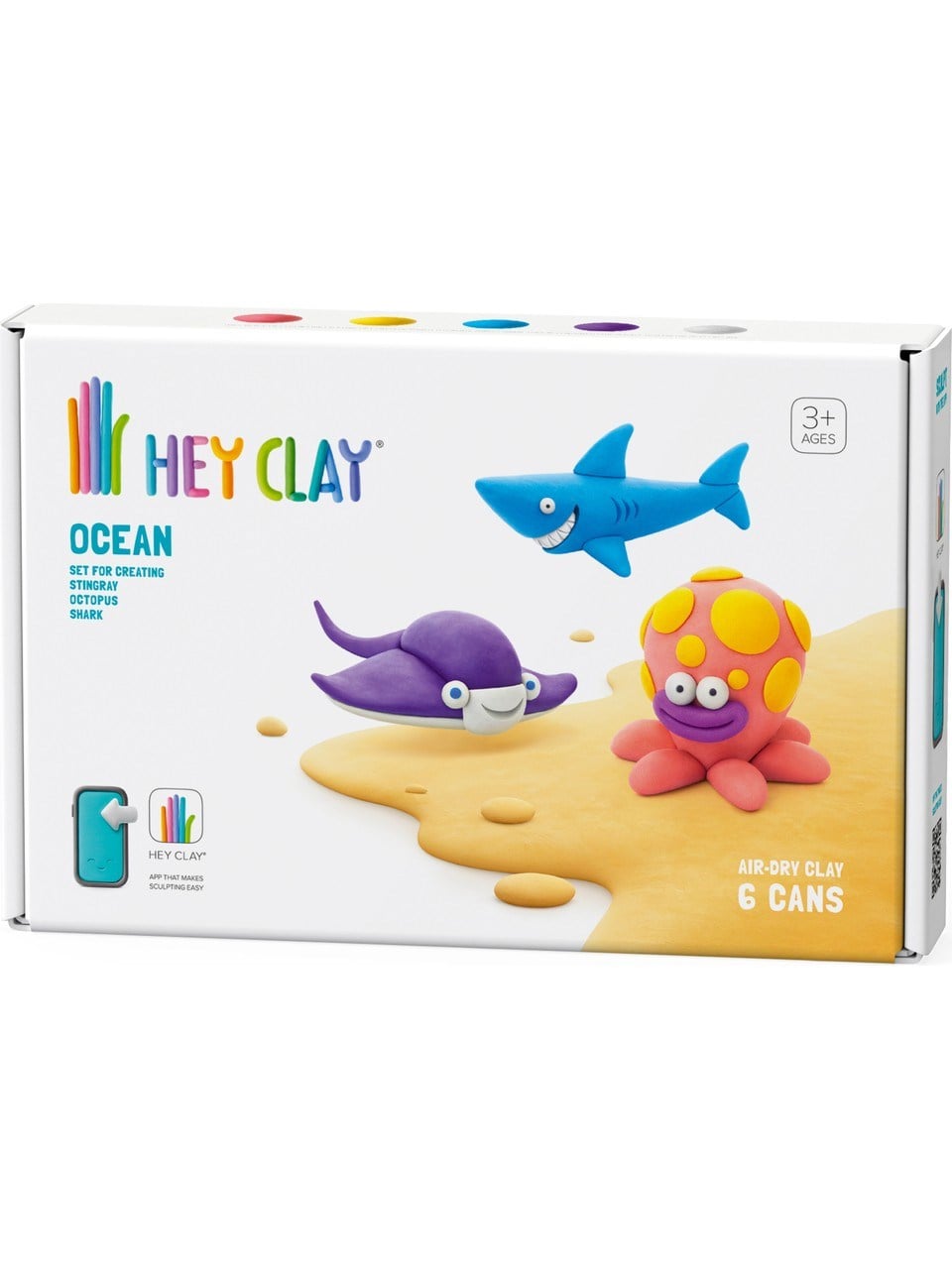 Hey Clay Hava ile Kuruyan Kil (6lı Kutu) - Okyanus (Köpekbalığı, Ahtapot, Vatoz)