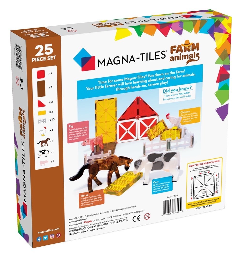 MAGNA-TILES Çiftlik Hayvanları Manyetik Blok Seti (25 Parça)
