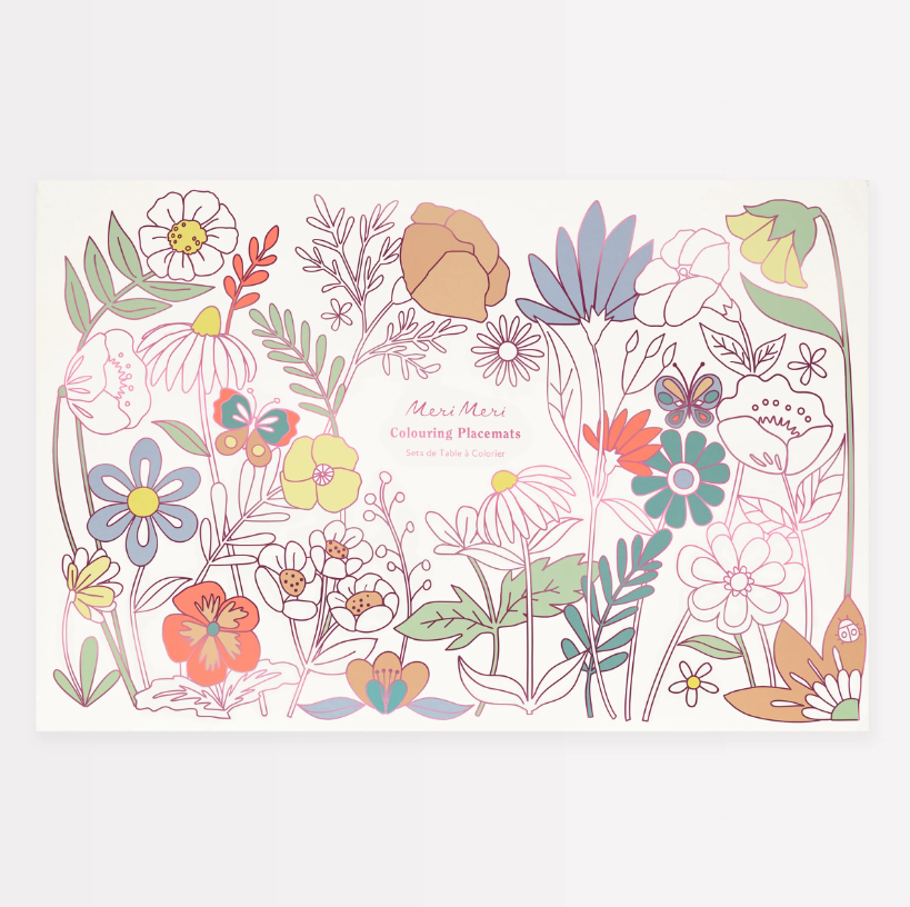Meri Meri - Butterflies & Flowers Colouring Placemats - Kelebekler & Çiçekler Boyama Amerikan Servisleri (x8)