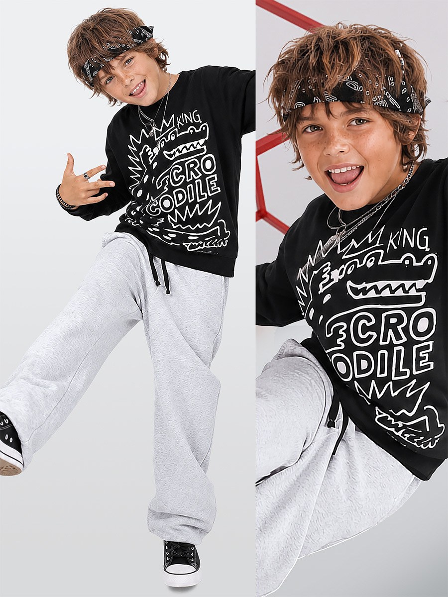 Denokids King Croco  Erkek Çocuk Timsah Baskılı T-shirt Pantolon Takımı