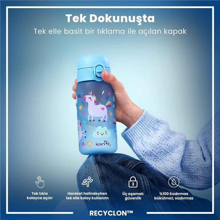 ION8  Çocuk  Suluk - Mavi Unicorn - 350 ml - Sızdırmaz