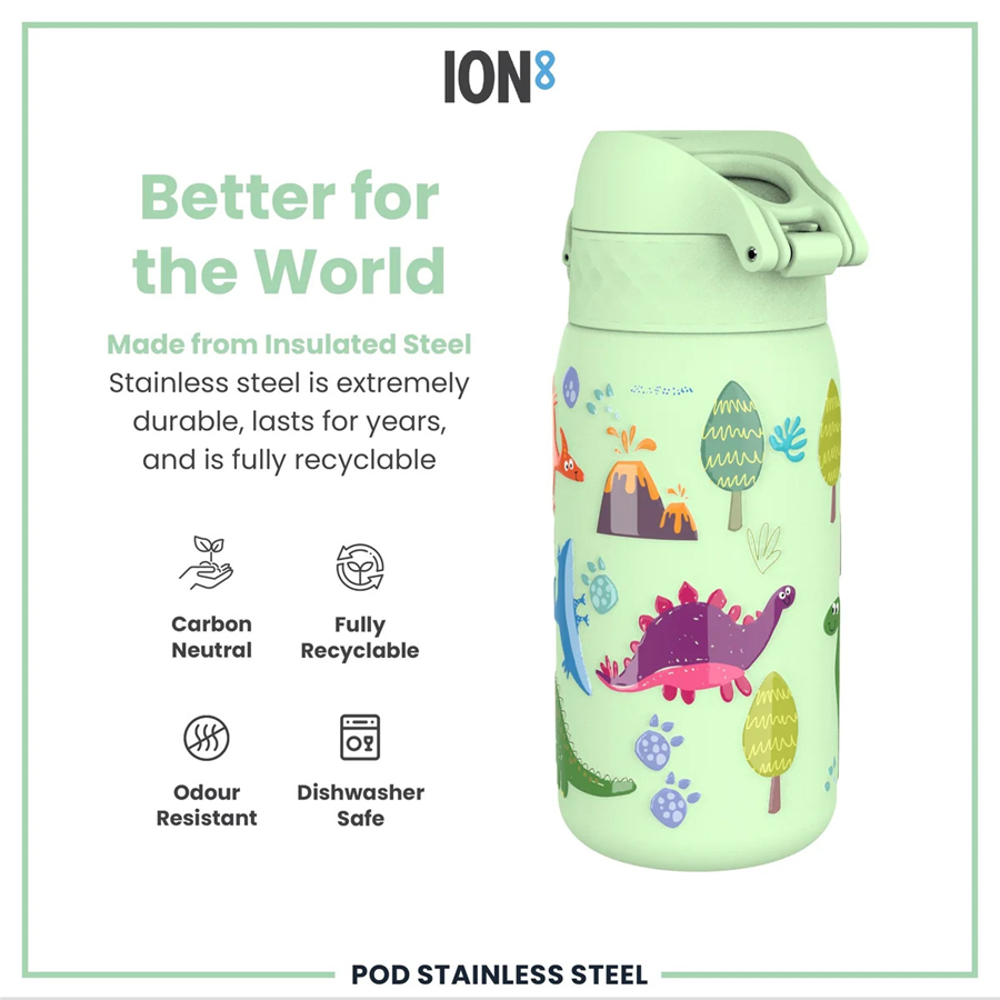 ION8 Paslanmaz Çelik İnce Suluk Dinozor 320 ml Sızdırmaz