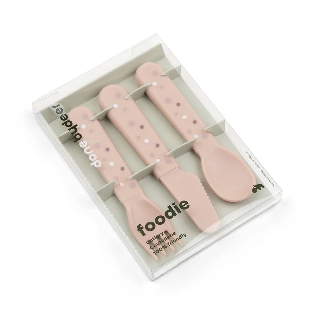 Done by Deer Çatal Kaşık Bıçak Seti  Happy Dots Pembe