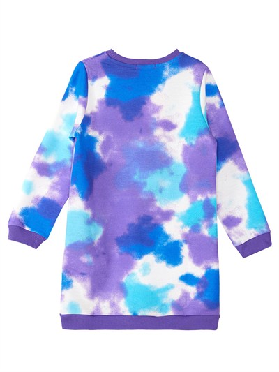 Denokids Fab. Batik Mavi Uzun Kollu Kışlık Kız Çocuk Elbise