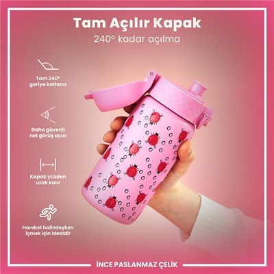ION8 Paslanmaz Çelik Çocuk Suluk - Uğur Böceği- 400 ml - Sızdırmaz