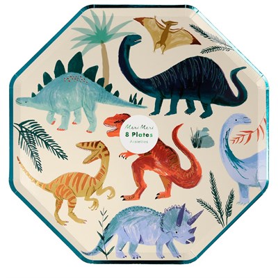 Meri Meri - Dinosaur Plates - Dinozor Tabak - 8li