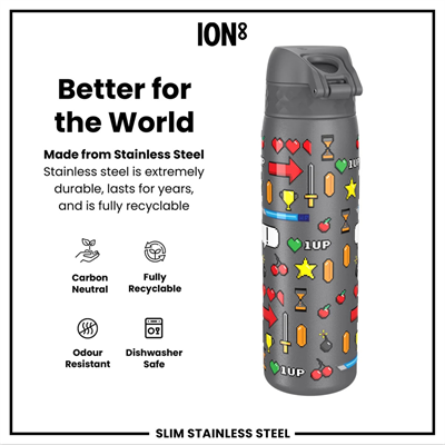 ION8 Paslanmaz Çelik İnce Suluk Oyuncu  600 ml Sızdırmaz