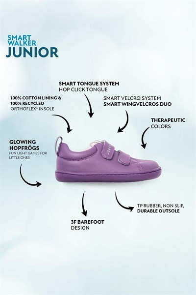 HOPFRÖG Smart Walker Junior Mor Işık Barefoot Çocuk  Ayakkabısı