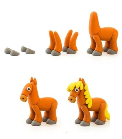 Hey Clay Hava ile Kuruyan Kil (6lı Kutu) - Hayvanlar (Domuzcuk, At, Tavşan)