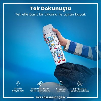 ION8 Paslanmaz Çelik İnce Suluk - Robotlar - 600  Ml Sızdırmaz