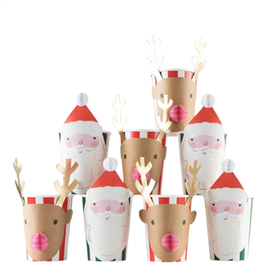 Meri Meri - Christmas Honeycomb Cups - Yeni Yıl Bardak (8li)