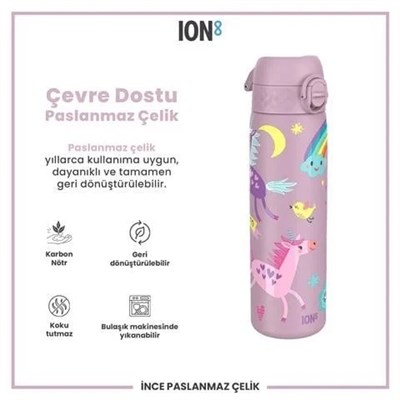 ION8 Paslanmaz Çelik İnce  Suluk - Unicorn - 600 Ml Sızdırmaz