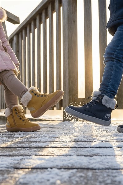 HOPFRÖG Furry Boots Lacivert  Nubuk Barefoot Çocuk Botu