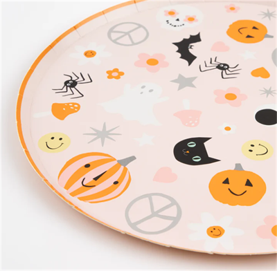 Meri Meri - Groovy Halloween Icon Dinner Plates - Cadılar Bayramı Karakterli Tabaklar (L) (8li)